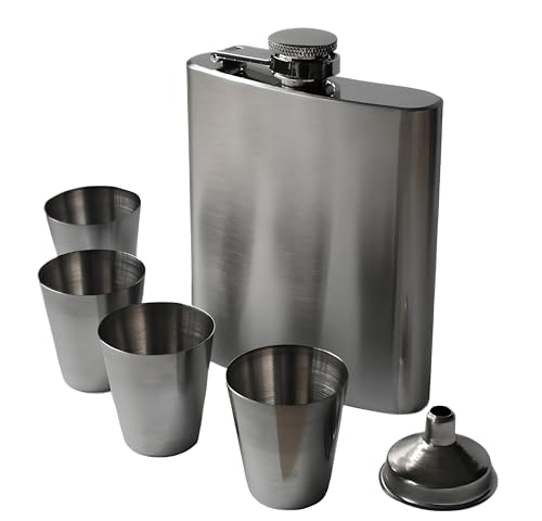 Flachmann Set mit Trichter & 4x 3cl Pinnchen...