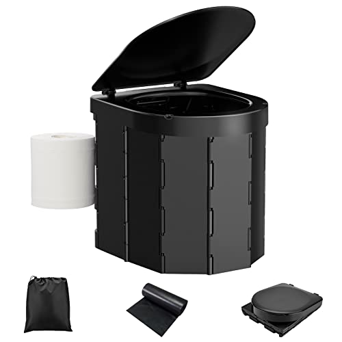WADEO Tragbare Campingtoilette mit Deckel,...