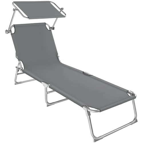 tectake Liegestuhl Garten mit Sonnenschutz,...