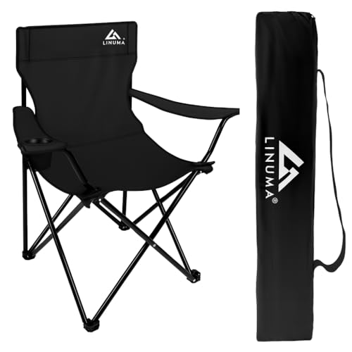 LINUMA® Faltstuhl SCHWARZ Campingstuhl...