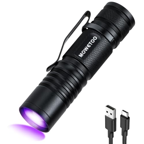 MOWETOO UV Taschenlampe Aufladbar - Mini LED...