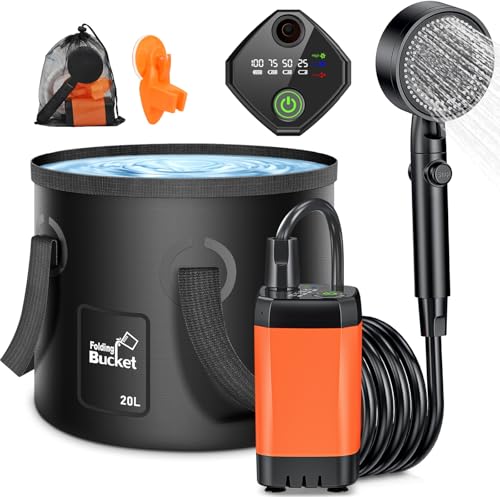 Rsaoty Campingdusche mit Pumpe, 3000mAh...