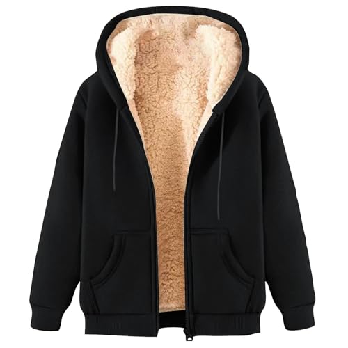RLEHJN Fleecejacke Damen mit Kapuze...
