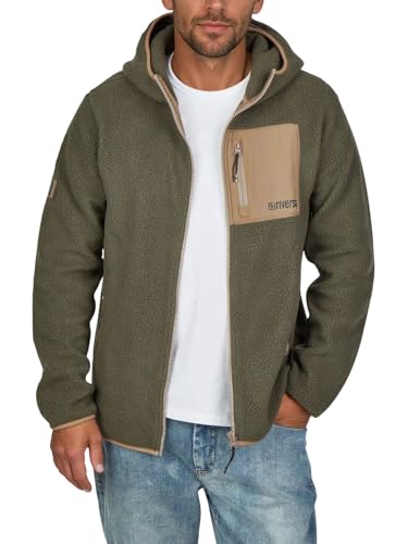 riverso Fleecejacke Herren mit Kapuze Regular...
