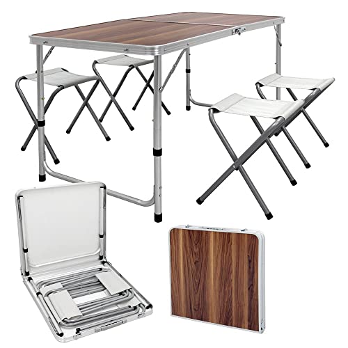 ECD Germany Campingtisch Set mit 4 Hocker,...