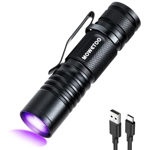 MOWETOO UV Taschenlampe Aufladbar - Mini LED...