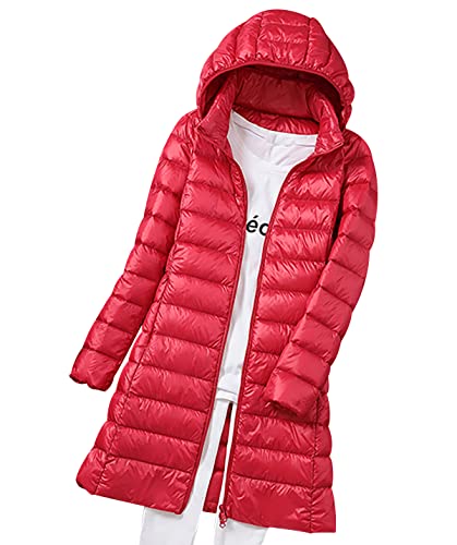 Leichte Daunenjacke Damen Lang Puffer Jacke...