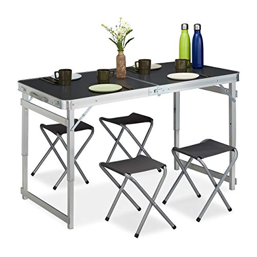 Relaxdays Campingtisch Set, klappbar, 4...