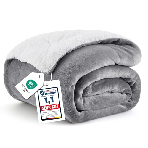 BEDSURE Decke Sofa Kuscheldecke Grau - warm...