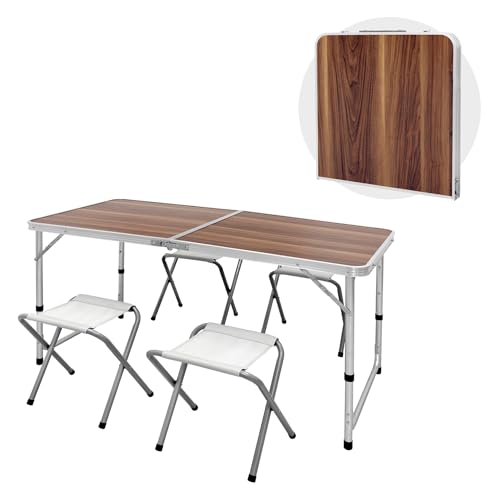 ECD Germany Campingtisch Set mit 4 Hocker,...