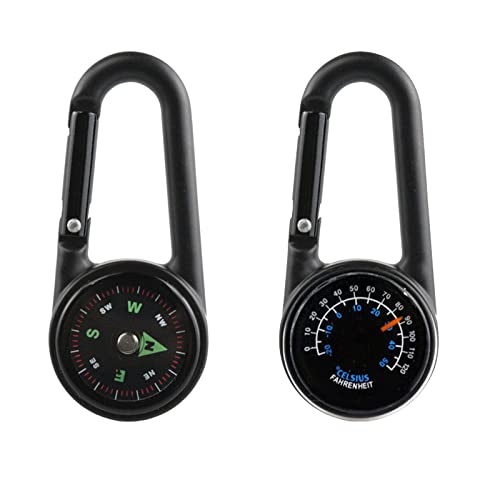 Kompass mit Karabinerhaken + Thermometer,...