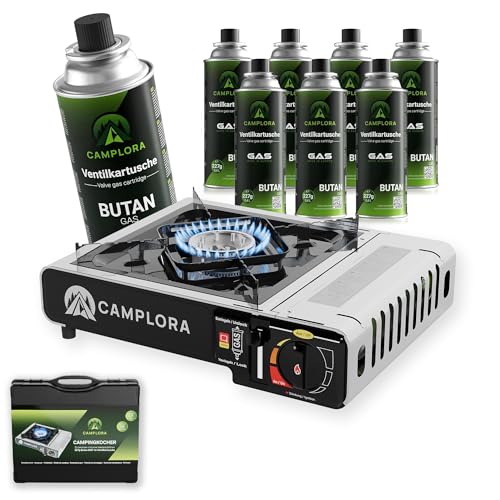 CAMPLORA Gaskocher + 8 Gaskartuschen +...