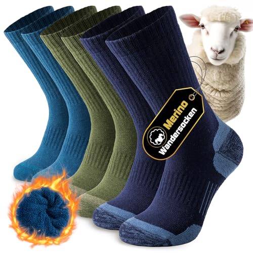 Niorasen Merino Wandersocken Herren Damen, 3...