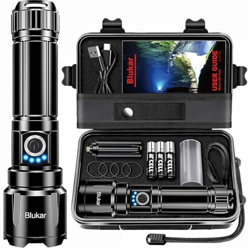 Blukar Taschenlampe LED Aufladbar, Extrem...