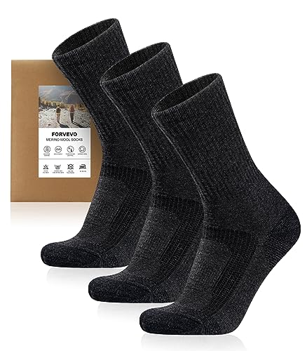 FORVEVO 3 Paar Merino Wandersocken Herren...