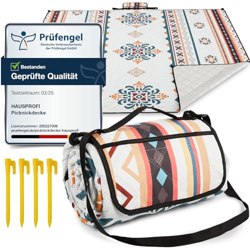 HAUSPROFI Picknickdecke Boho 200x200cm,...