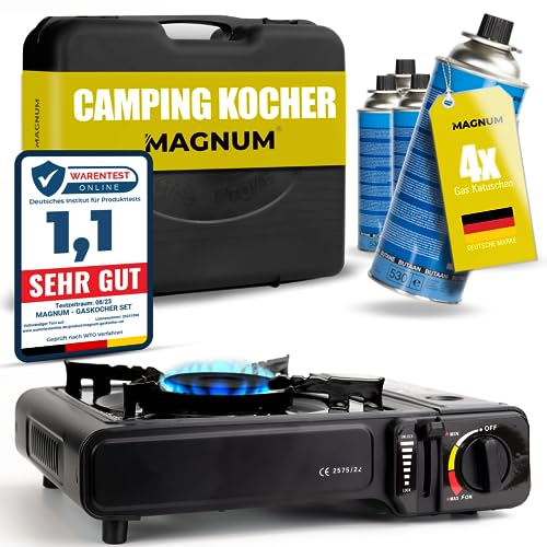 MAGNUM® Gaskocher inkl. 4x Gaskartuschen und...