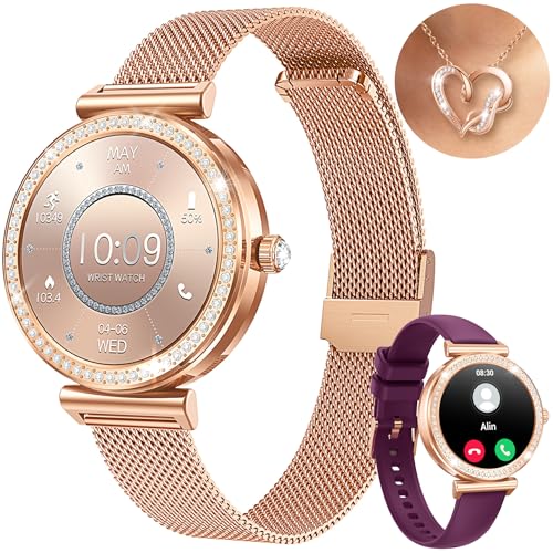 Smartwatch Damen Uhr Armbanduhr Fitnessuhr:...