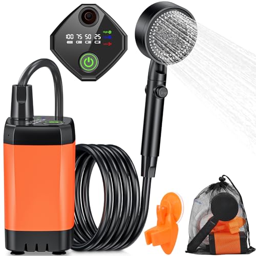 Rsaoty Campingdusche mit Pumpe, 3000mAh...