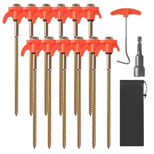 12x Zeltheringe, Stabilen Erdschrauben, 1...