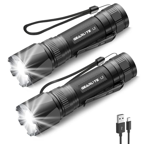 GEARLITE Taschenlampe Led Aufladbar 2Pack,...