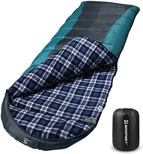 Bessport Schlafsack Flannel für Camping 3-4...
