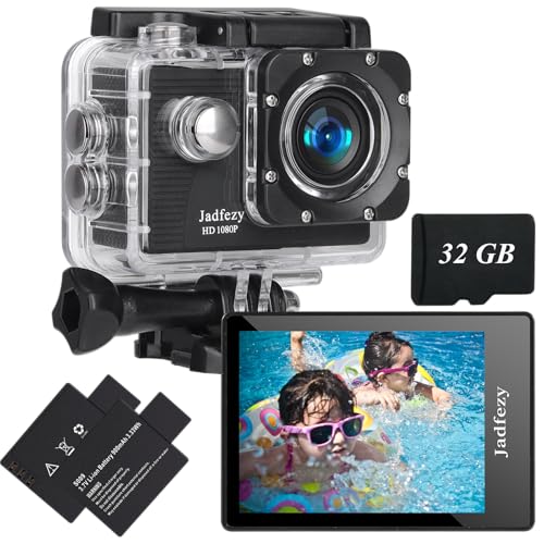 Jadfezy Action Cam FHD 1080P mit 32GB Karte,...