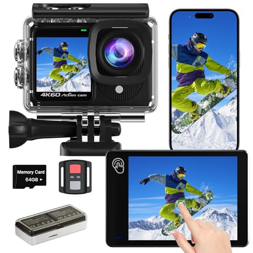 TIMNUT Touchscreen 4K60FPS Action Cam mit 64G...