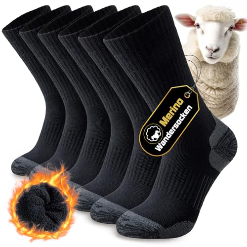 Niorasen Merino Wandersocken Herren Damen, 3...