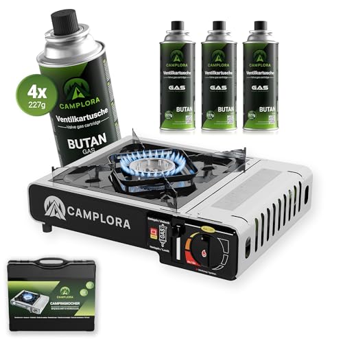 CAMPLORA Gaskocher + 4 Gaskartuschen +...