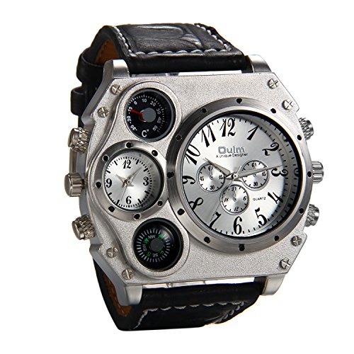 JewelryWe Herrenuhr Übergroß Zwei Zeitzone...