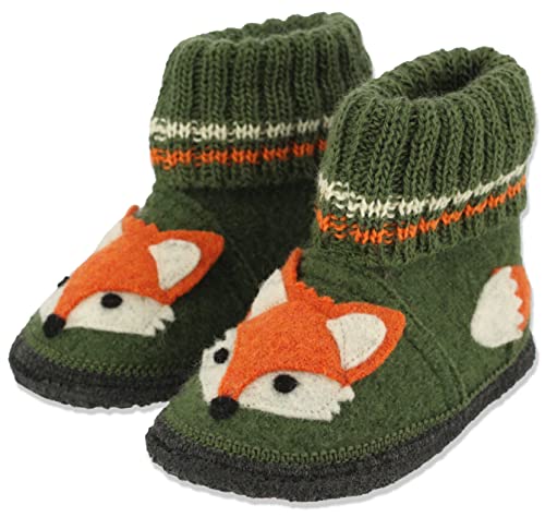 Beck Jungen Hausschuh Fuchs, Grün, 34 EU