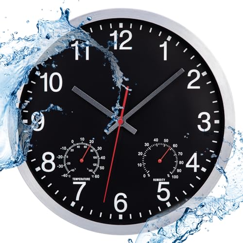 ACCSHINE Outdoor Wasserdicht Wanduhr Mit...