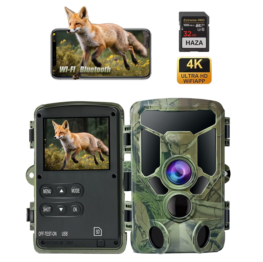 HAZA 4K WLAN Wildkamera mit App 64MP HD...