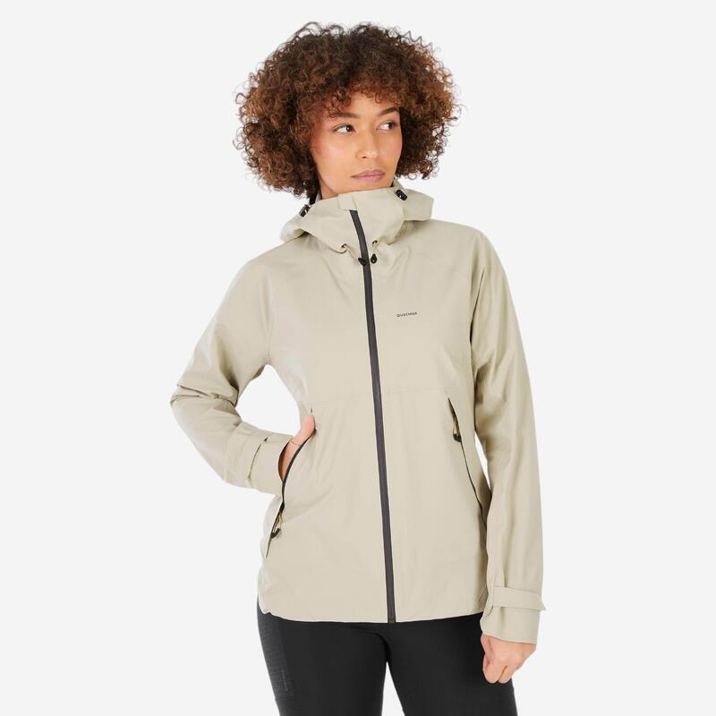 Quechua Regenjacke Damen wasserdicht Wandern MH500 beige