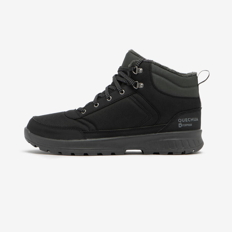Quechua Winterschuhe Herren wasserdicht Wandern NH100 schwarz