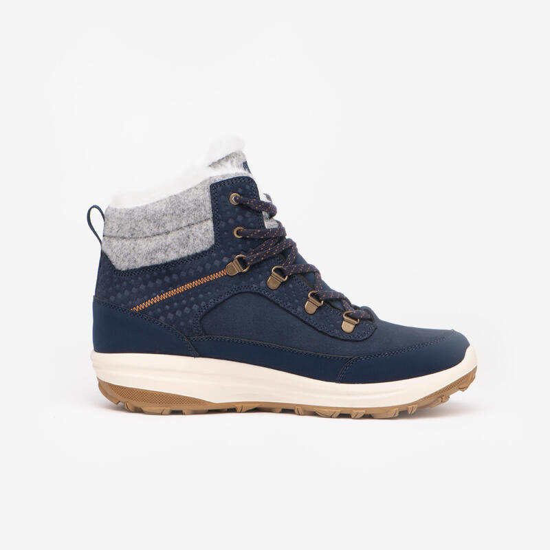 Quechua Wanderschuhe Damen Leder warm wasserdicht Winterwandern NH900 blau